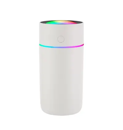 Mini umidificator portabil silentios cu 7 culori LED 320ml Alb