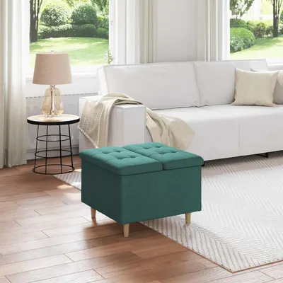 vidaXL Ottoman cu Depozitare Verde închis 60 x 60 x 45 cm țesătură