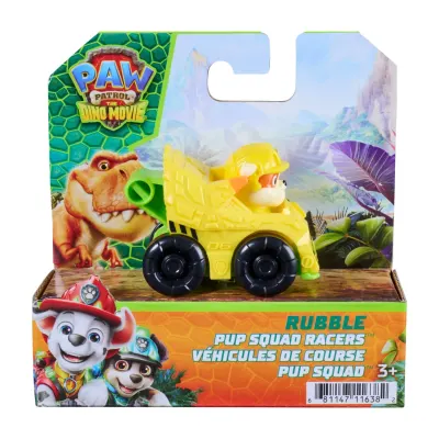 Mini vehicul cu figurina, Paw Patrol the Dino Movie, Pup Squad Racers, Rubble, 20157138