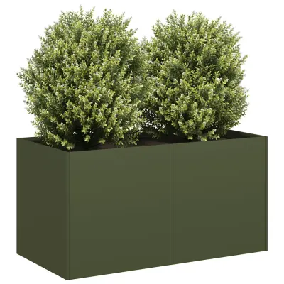 vidaXL Jardinieră verde măsline 80x40x40 cm oțel laminat la rece