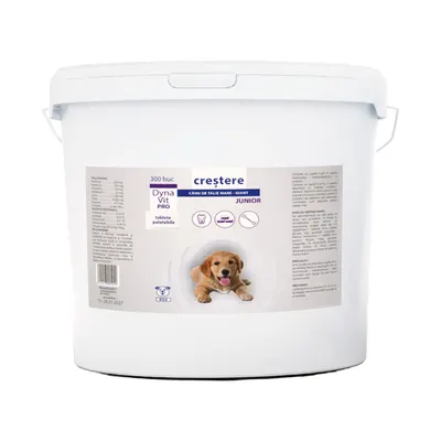 Dynavit-Pro crestere caini junior, supliment pentru caini de talie mare aflati in perioada de crestere, cutii 300 tablete*6gr