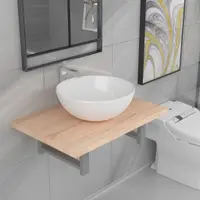 vidaXL Set mobilier de baie din două piese, stejar, ceramică