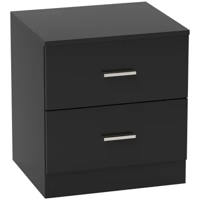 HOMCOM Noptieră modernă Noptieră dormitor cu 2 sertare pentru living dormitor 45x39,5x49 cm Negru | Aosom Romania