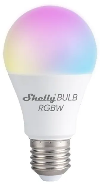 Bec LED inteligent Shelly - Bec Multicolor E27 Gen3, A60, RGBW, 806 lm, reglabil intensitatea luminoasă