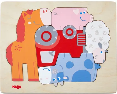 Puzzle din lemn pentru copii Haba - Animale de companie