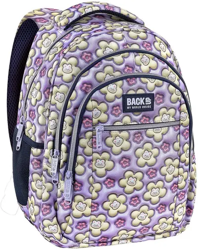 Ghiozdan școlar BackUp 8 O - Pastel Bunnies, cu 3 compartimente