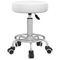 Vinsetto Scaun de salon, reglabil pe înălțime, piele ecologică, până la 110 kg, Ø42x50-64H cm, Alb | Aosom Romania