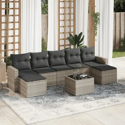 Gossi set mobilier de gradina cu perne, 8 piese gri deschis poliratan