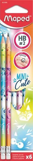 Set creioane cu radiera Maped Mini Cute - HB, 6 bucati