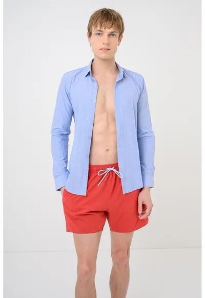 Pantaloni scurti de baie cu talie ajustabila Tio - Rosu inchis