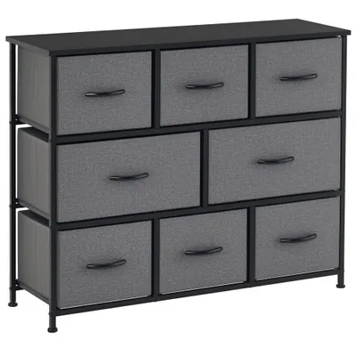 HOMCOM Comodă Chiffonnier Mobilier de Depozitare 8 sertare Pliabile din Țesătură 100 x 30 x 78,5 cm Gri închis | Aosom Romania