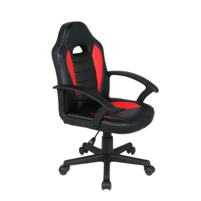 Scaun ergonomic de birou Novokids Gamer Mini Rosu cu Negru, rotatie 360 grade, inaltime reglabila 117-127 cm, latime 60 cm, greutate admisa 120 kg