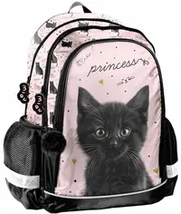Ghiozdan școlar Paso Black Cat - Cu 3 compartimente