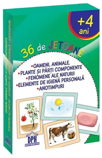 36 de jetoane - Oameni, animale, plante și părți componente, fenomene ale naturii, elemente de igienă personală, anotimpuri - Paperback - ***