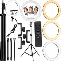 Lampa circulara Ring Light NewEvo, Foto, MakeUp, Vlog, 240W, diametru 45 cm lumina rece, calda si neutra, 10 niveluri de ajustare, cu trepied 210cm