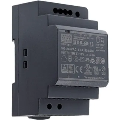 Sursa de alimentare in comutatie MEAN WELL HDR-60-12, 12V, 4.5A, sina DIN