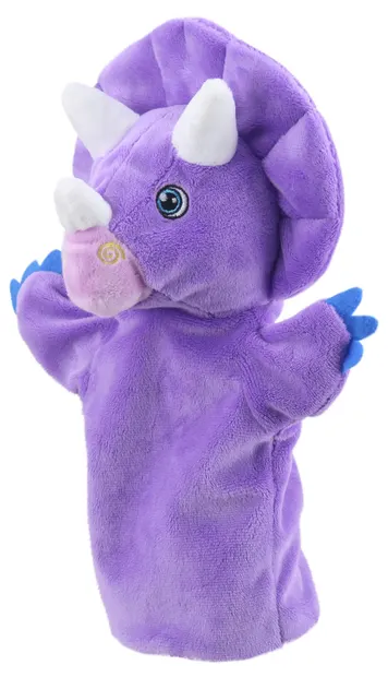 Păpușă de mână The Puppet Company - Triceratops dinozaur, 25 cm, mov