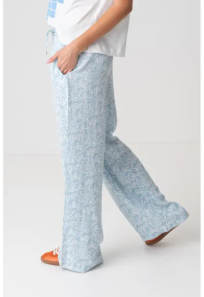 Pantaloni din lyocell cu croiala ampla - Albastru pastel