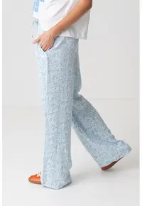 Pantaloni din lyocell cu croiala ampla - Albastru pastel