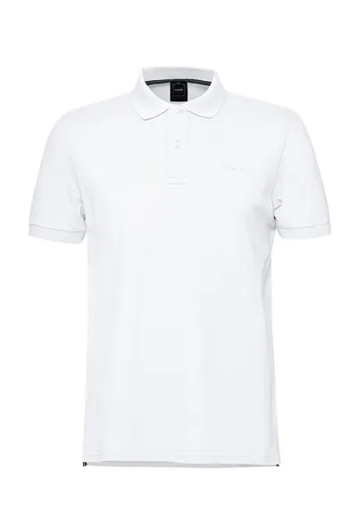 Tricou cu guler polo si broderie logo discreta - Alb optic