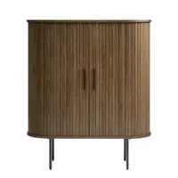 Dulap maro cu aspect de lemn de stejar cu ușă glisantă 100x118 cm Nola – Unique Furniture
