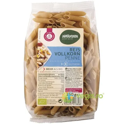 Penne din Orez Integral fara Gluten Ecologice/Bio 250g