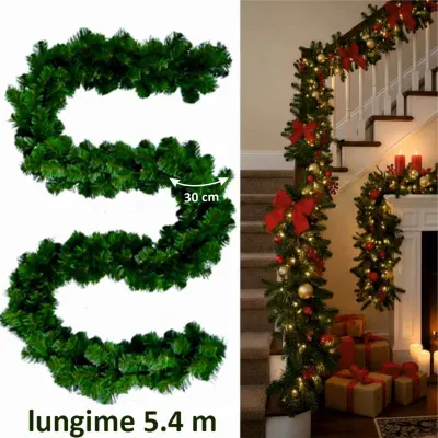 Ghirlanda decorativa Royal Forest, brad artificial dens, lungime 5.4 m, textura realista