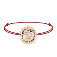 Courage - Bratara personalizata snur "90% din invatare este incurajare" din argint 925 placat cu aur roz