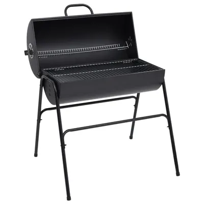 Gossi gratar cilindru cu 2 grile de gatit, negru, 80x95x90 cm, otel