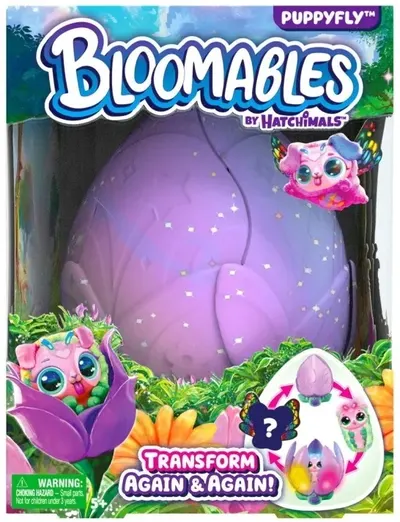 Jucărie de pluș interactivă Hatchimals Bloomables - Puppyfly, violet