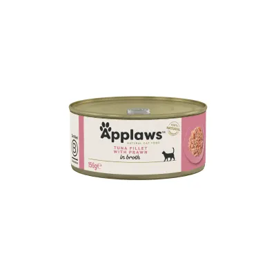 APPLAWS File, Ton și Creveți, conservă hrană umedă pisici, (în supă), 156g