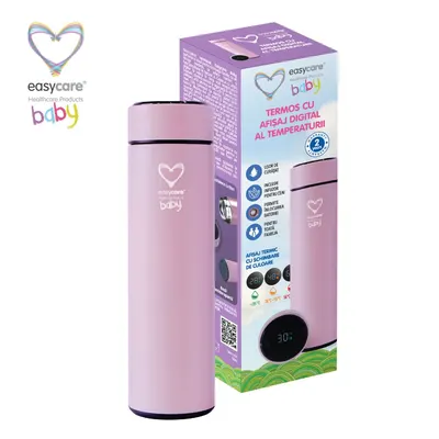 Termos cu indicator digital de temperatura EasyCare Baby roz 500 ml