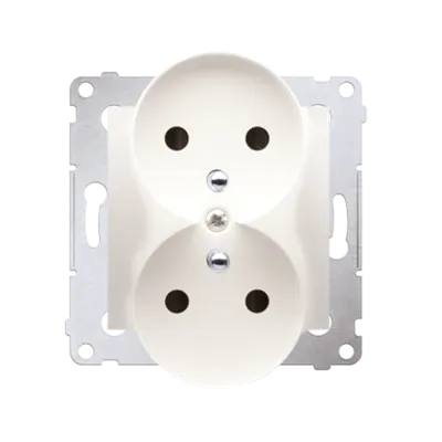 Priza dubla cu impamandare si obturator pentru NATURE FRAMES , 16A, 250V ~, cu suruburi; crem