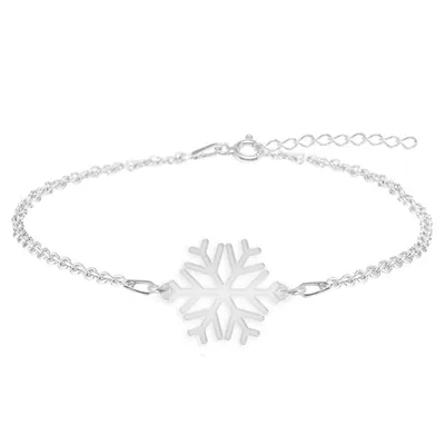 Snowflake - Bratara personalizata argint 925 15 + 3cm cu pandantiv Fulg