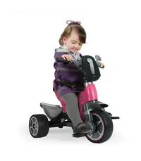 Tricicleta evolutiva pentru copii Injusa Body Pink cu maner parental, cadru din aluminiu, suport picioare, bara detasabila, roti Eva, cosulet, geanta, varsta 10 luni+