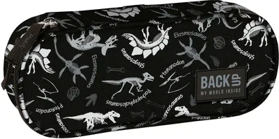 Penar scolar oval Derform BackUp - Black dinosaurs