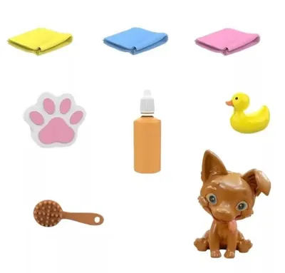 Figurina catelus noroit cu cada Washy Friends Puppy