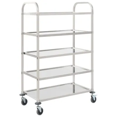 vidaXL Cărucior de bucătărie 5 niveluri 107x55x147 cm oțel inoxidabil