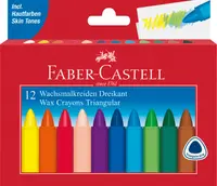Pasteluri cerate Faber-Castell - 12 culori, triunghiulare