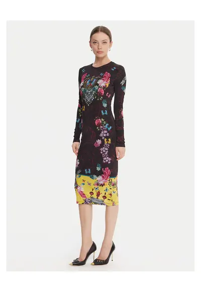 Rochie casual dama neagra - multicolor