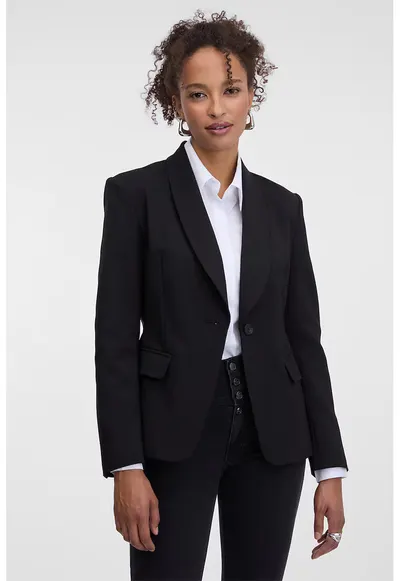 Sacou cu model uni si buzunare cu clapa - Negru