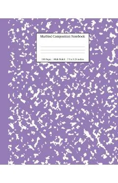 Marbled Composition Notebook: Lavender Marble Wide Ruled Paper Subject Book