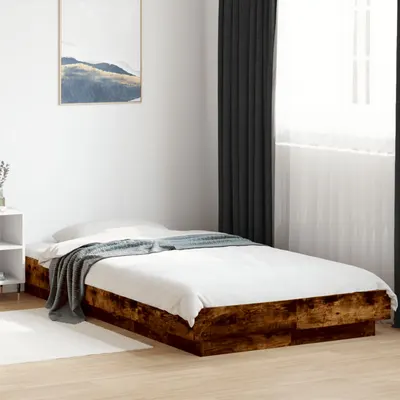 vidaXL Cadru de pat, stejar fumuriu, 90x190 cm, lemn prelucrat
