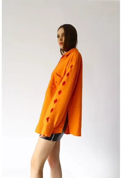 Camasa lejera cu perforatii - Portocaliu mandarina