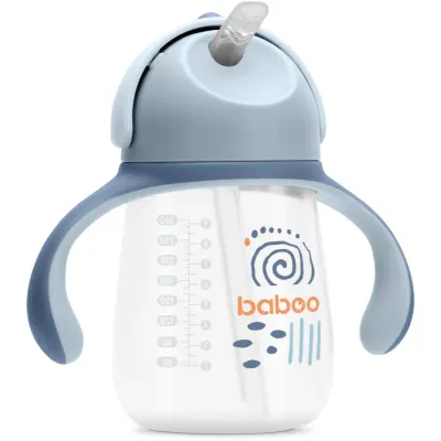 Baboo Cup with Silicone Straw ceasca cu pai Blue Haze 9m+ 1 buc