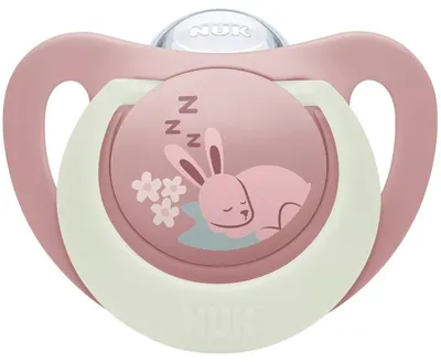 Suzetă din silicon NUK First Choice - Noapte, 18 luni+, iepuraș