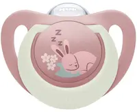 Suzetă din silicon NUK First Choice - Noapte, 18 luni+, iepuraș