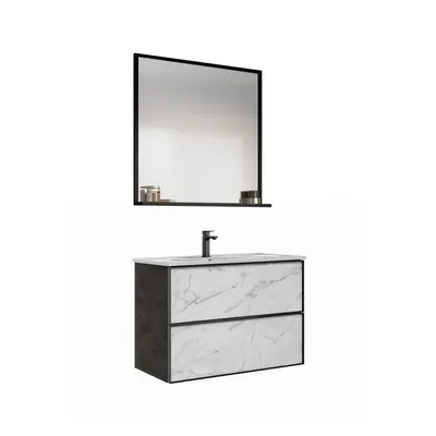 Set mobilier baie Orka Lucca suspendat 3 piese irony 80 cm