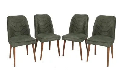 Set 4 scaune DALLAS, nuc + verde inchis, 50x49x90 cm