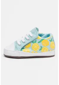 Pantofi sport Taylor cu model si aplicatie logo - Albastru pastel/Galben